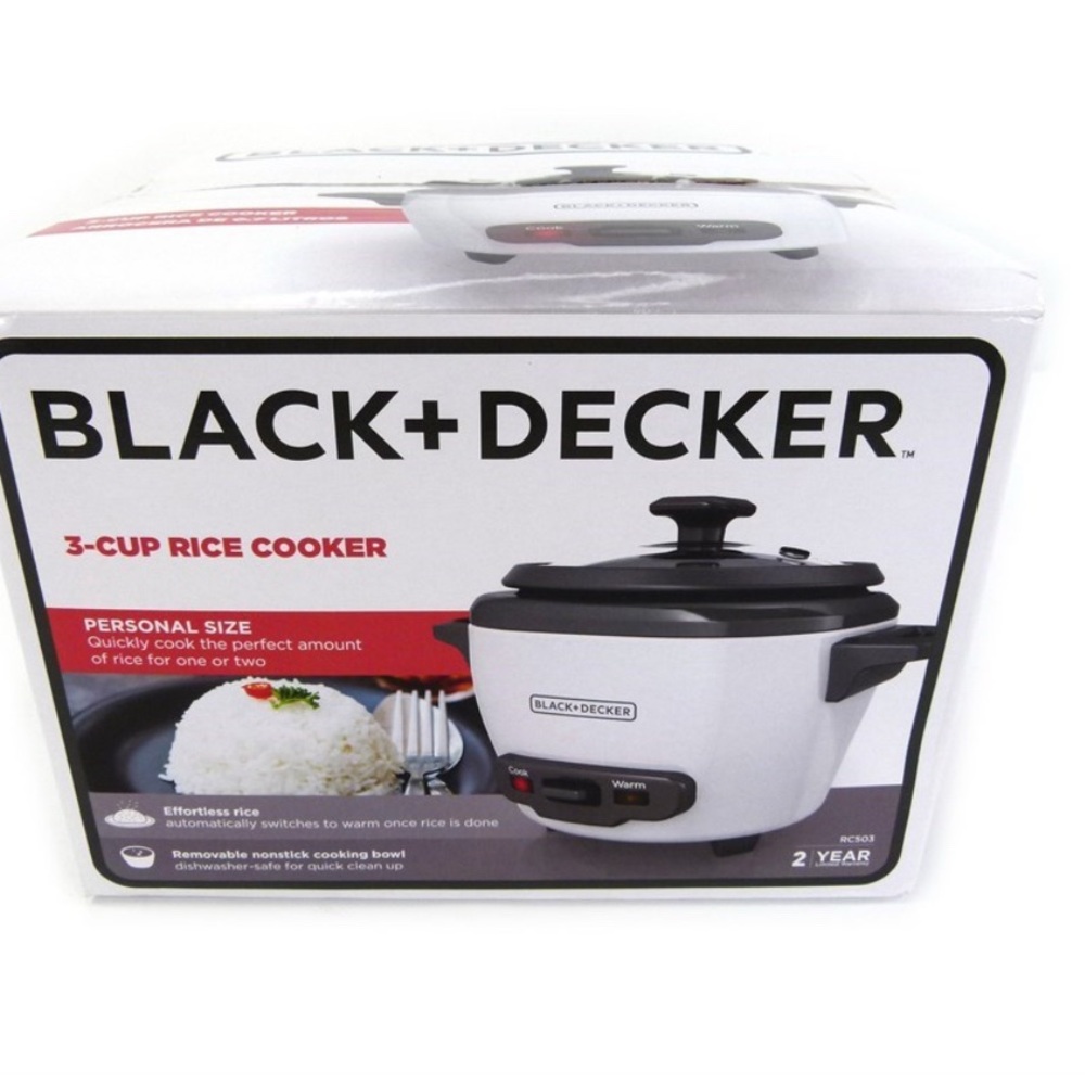 New BLACK & DECKER 3-Cup Electric Rice Cooker Model RC503